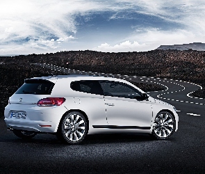 Samochód, Scirocco, Volkswagen, Biały, Droga