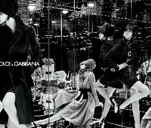 kobiety, lustro, futro, płaszcz, Dolce And Gabbana