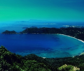 Morze, Laguna, Błękitna, Plaża, Lasy