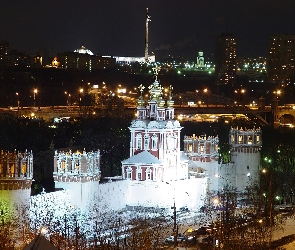 Moskwa, Noc, Rosja, Monaster Nowodziewiczy
