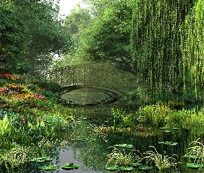 Rzeka, Mostek, Park