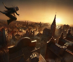 Skok, Zachód słońca, Budynku, Z, Assassin Creed 3