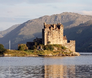 Góry, Woda, Szkocja, Eilean Donan