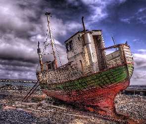 Plaża, Kuter, Chmury