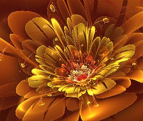 Kwiat, Grafika, Pomarańczowy