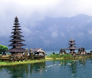 Świątynia, Indonezja, Bali, Jezioro