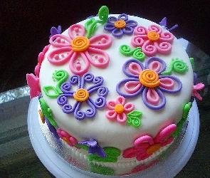 Kolorowa, Dekoracja, Tort
