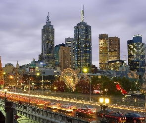 Australia, Melbourne, Miasto, Noc