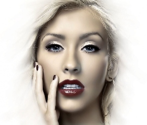 Twarz, Christina Aguilera, Dłoń, Makijaż, Kobieta