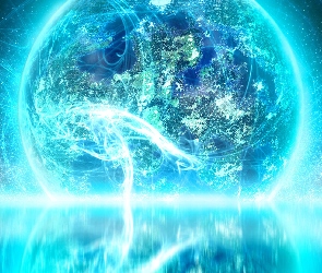 Planeta, Poświata, Niebieska, Światła