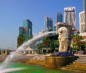 Merlion, Schody, Hotel, Singapur