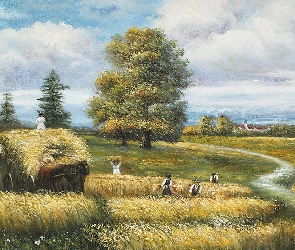 Żniwa, Wieś, Obraz