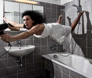 Suszarka, Łazienka, Kobieta