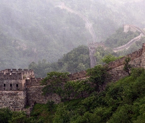 Wielki Mur Chiński, Cegły, Baszta, Drzewa