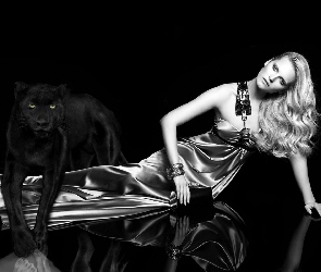 Blondynka, Puma, Suknia, Wieczorowa, Kobieta