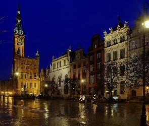 Miasto, Polska, Gdańsk, Nocą