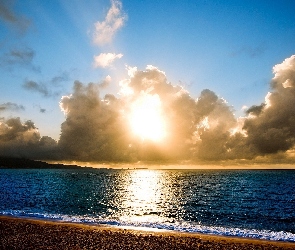 Morze, Słońce, Chmury, Wybrzeże