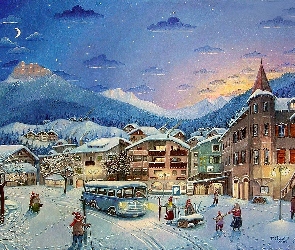 Miasteczko, Obraz, Zima
