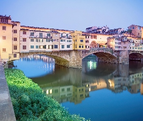 Rzeka, Florencja, Domy, Most, Ponte, Vecchio, Arno