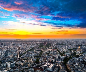 Paryż, Niebo, Kolorowe, Panorama