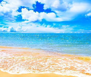 Błękitne, Plaża, Morze