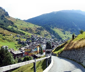 Droga, Szwajcaria, Miasteczko, Góry