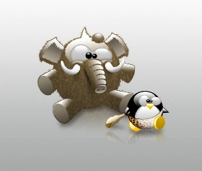 pingwin, Linux, grafika, maczuga, mamut