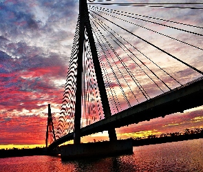 Brazylia, Wiszący, Zachód Słońca, Most