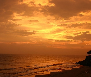 Zachód Słońca, Plaża, Morze