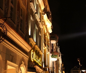 Budynki, Starówka, Poznań, Noc, Oświetlone