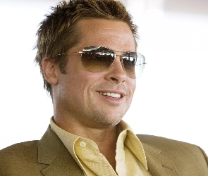 Aktor, Koszula, Usmiech, Okulary, Brad Pitt