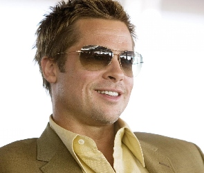 Brad Pitt, Koszula, Okulary, Usmiech, Aktor