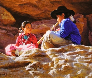 Alfredo Rodriguez, Indianie, Skały, Dzieci, Malarstwo