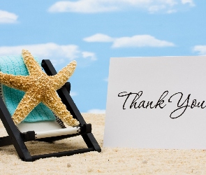 Thank you, Podziękowanie, Plaża, Niebo, Rozgwiazda, Liścik