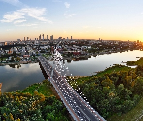 Rzeka, Polska, Most, Wisła, Warszawa