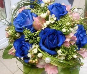 Róże, Bukiet, Niebieskie