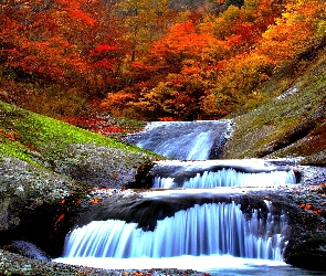 Góry, Wodospad, Jesień
