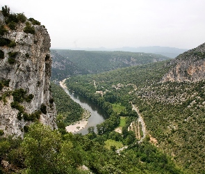 Panorama, Rzeka, Góry, Skały