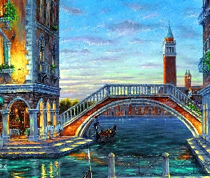 Wenecja, Most, Kanał, Domy, Ulice