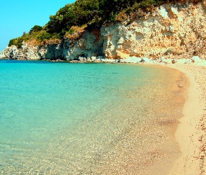 Plaża, Grecja, Zakynthos, Skały, Morze