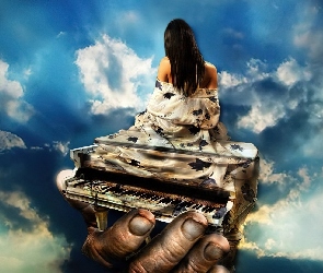 Kobieta, Pianino, Fantasy