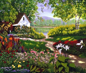 Murek, Kwiaty, Dom, Ogród