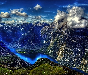 Górski, Jezioro, Chmury, Ciemne, Łańcuch