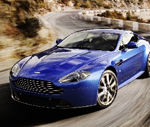 Kręta, Aston Martin V8 Vantage S, Niebieski, Droga