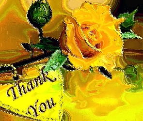 Róża, Podziękowanie, Napis, Serce, Żółta