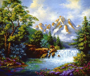 Las, Wodospad, Góry, Rzeka