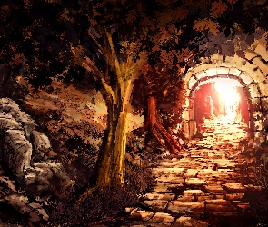 Tunel, Obraz, Drzewa