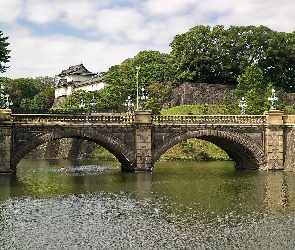 Tokio, Drzewa, Jezioro, Most, Cesarski