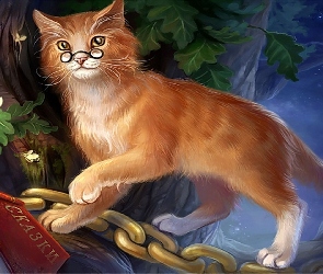 Fantasy, Art, Kot, Okulary
