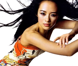 Sukienka, Kolorowa, Ziyi Zhang, Brunetka